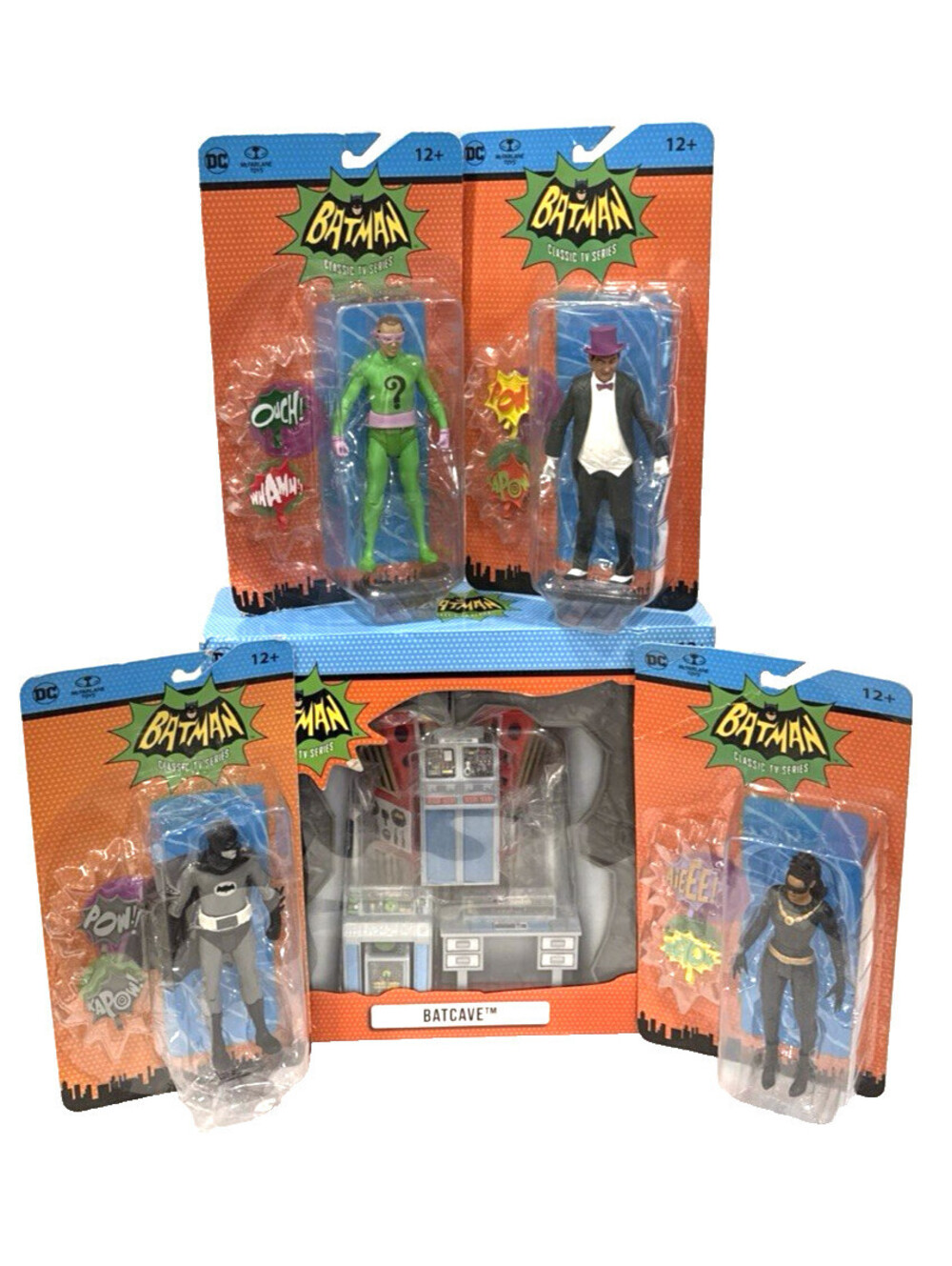 McFarlane Batman 66 Batcave Playset Batman Catwoman Penguin Riddler Lot